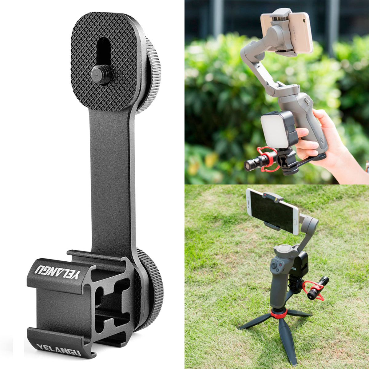 Yelangu A682 Three-Head Cold Shoe Base Extension Bracket Adapter Bracket Photography Accessories for Video Light Microphone