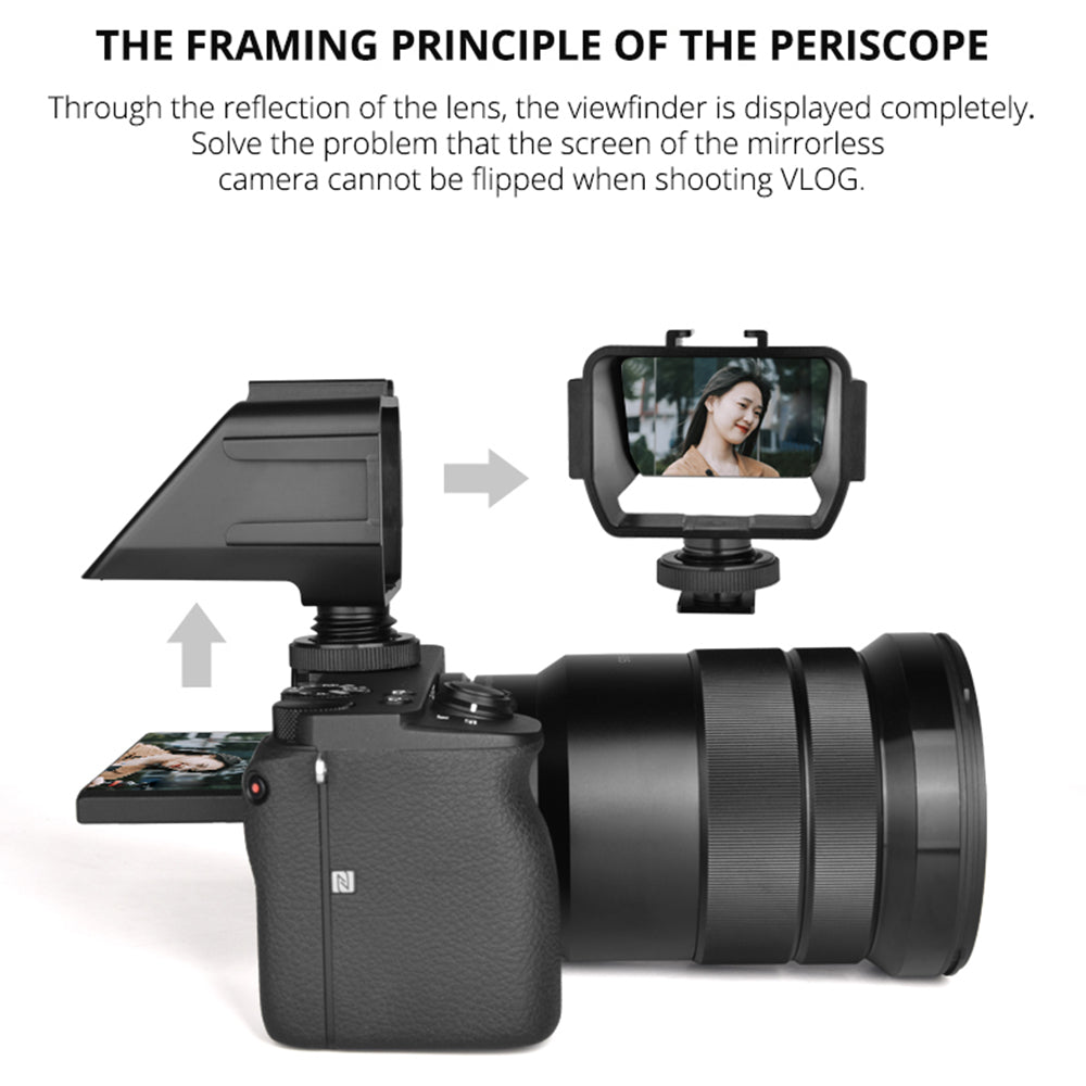 Yelangu A74 Vlog Selfie Flip Screen Cold Shoe Bracket Reverse Mirror Microphone Mount for Mirrorless Camera