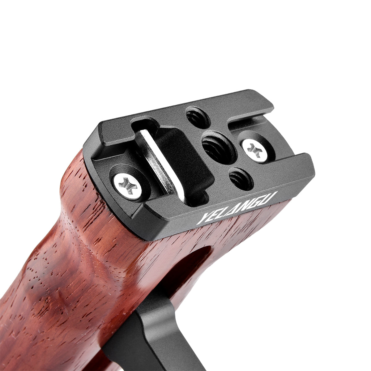 YELANGU A72 Red Rosewood + Aluminum Alloy Wooden Handle Grip Mount Support for Cage Rig