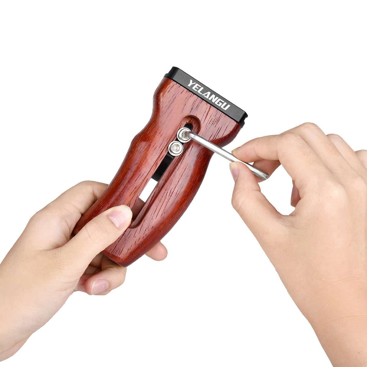 YELANGU A72 Red Rosewood + Aluminum Alloy Wooden Handle Grip Mount Support for Cage Rig