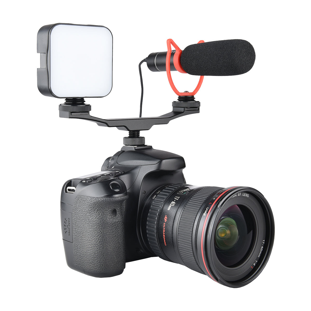 YELANGU A64 1-to-2 Camera Vlog Cold Shoe Extension Bar with 1/4inch Interface Bracket Universal Cold Shoe Mount Adapter for LED Lights/Microphones/Monitors/Audio Recorder Camera Accessory