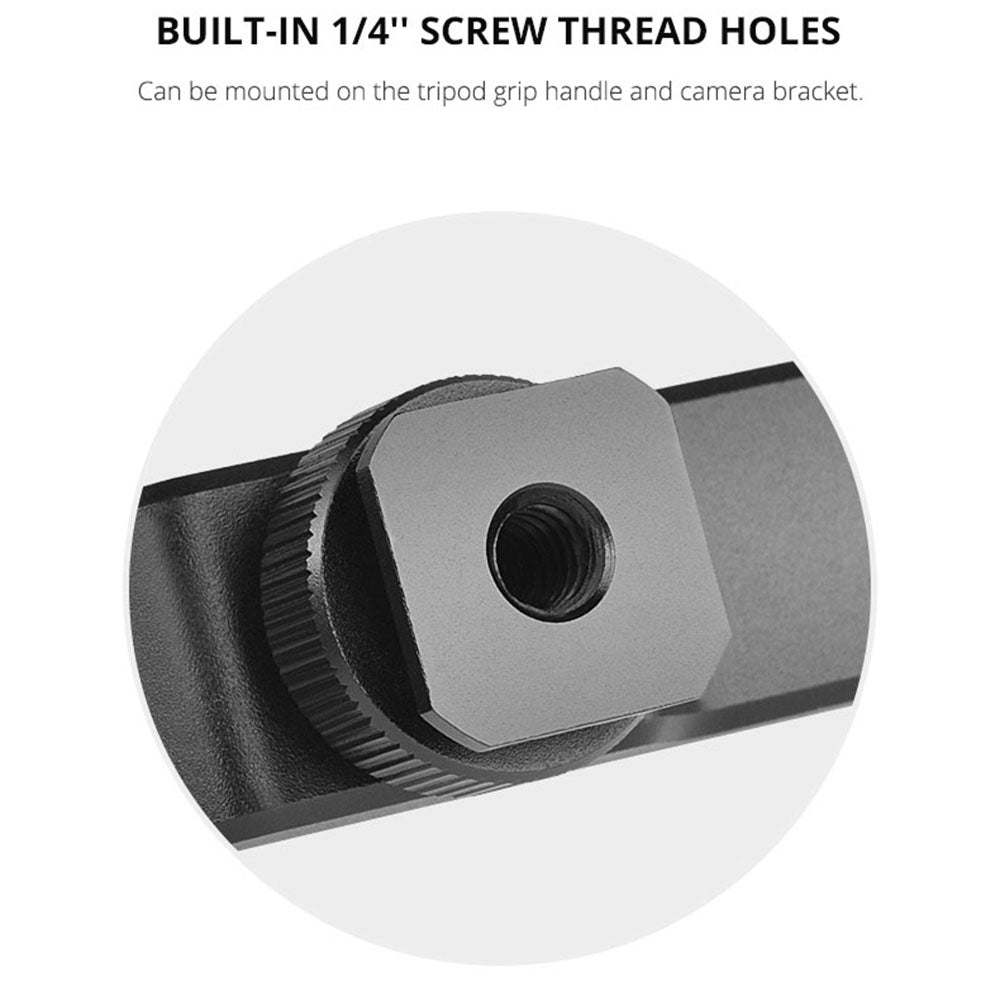 YELANGU A64 1-to-2 Camera Vlog Cold Shoe Extension Bar with 1/4inch Interface Bracket Universal Cold Shoe Mount Adapter for LED Lights/Microphones/Monitors/Audio Recorder Camera Accessory