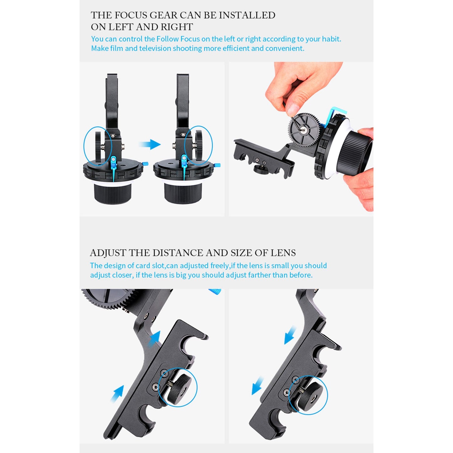 YELANGU F4 Slot Design A/B Stop Follow Focus Rig for Canon Nikon DSLR Video Camera with 52mm-86mm Lenses