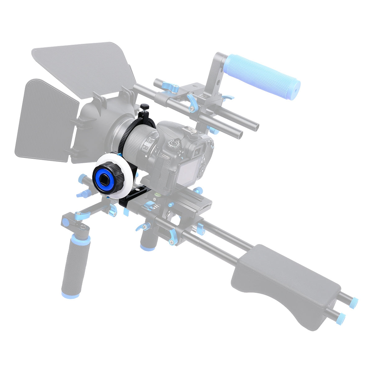 Yelangu F0 Follow Focus Camera with Gear Ring Strap for Canon/Nikon Cameras/Video Cameras/DSLR - Blue