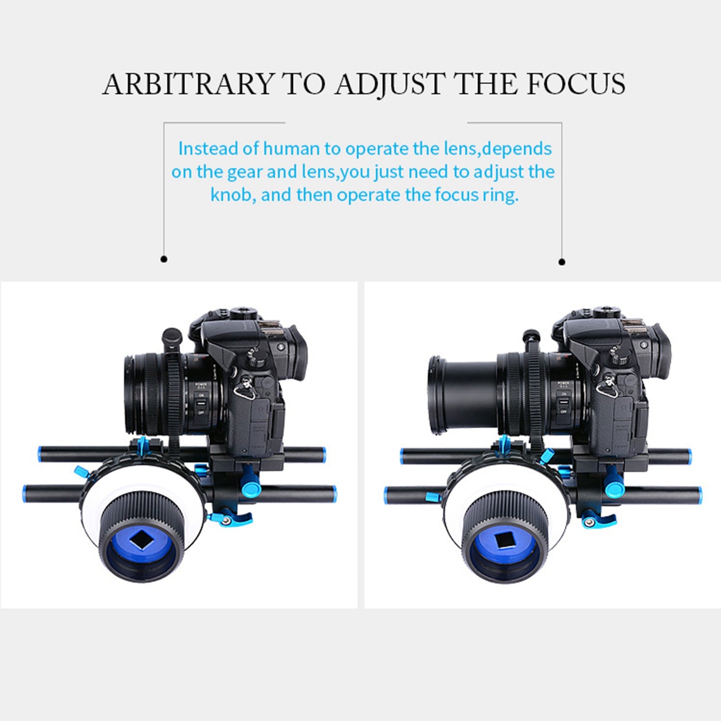 YELANGU F3 A/B Stop Follow Focus Rig Adjustable Gear Ring for Canon Nikon DSLR Video Camera with 52mm-86mm Lenses