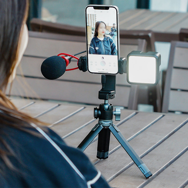 UURIG ST-22 Mobile Phone Tripod Mount Adjustable Clamp Mount Adapter with 1/4" Screw and Arca for Photography Live-streaming Selfie Phone Clip Support 360-Degree Rotating