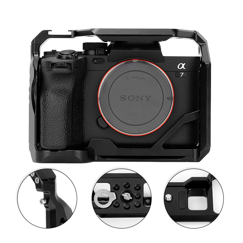 Uniqkart Hard Aluminum Alloy Camera Case for Sony A7M4/A74A/A7S3, Housing Hollow Frame Cage Housing Shell