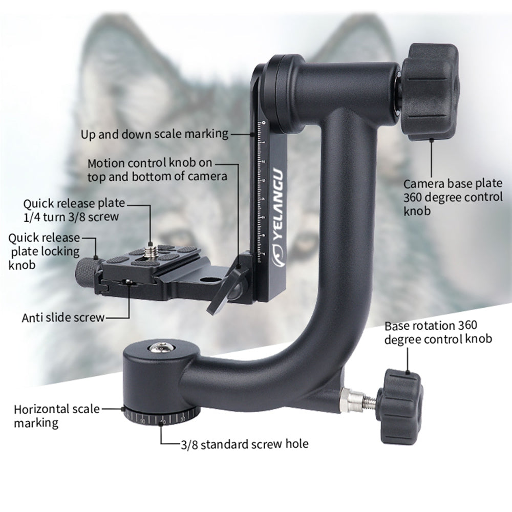 Yelangu A17 360 Degrees Horizontal Scale Aluminum Alloy Camera Gimbal Stabilizer Tripod Connection Stand