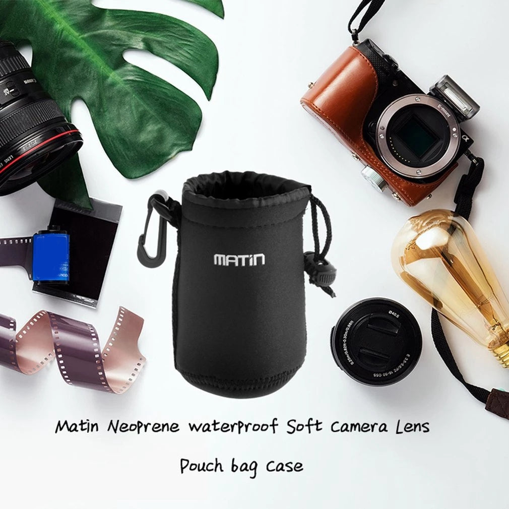 MATIN DSLR Camera Lens Pouch Drawstring Neoprene Protective Bag, Size L