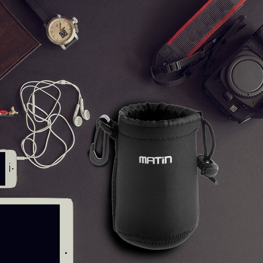 MATIN DSLR Camera Lens Pouch Drawstring Neoprene Protective Bag, Size L