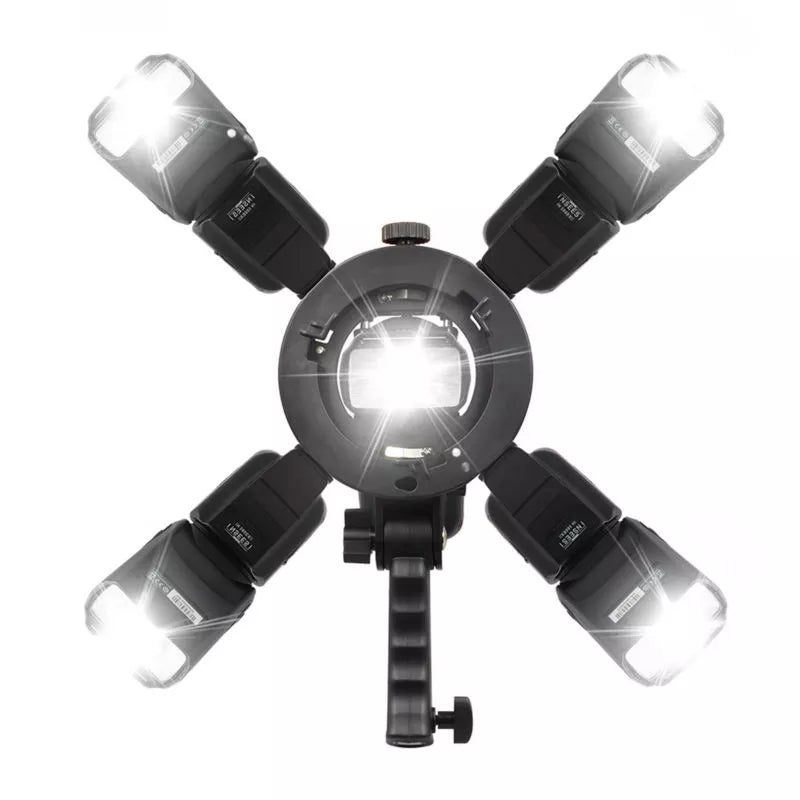 V860II 360 2nd S-Shape Flash Light Bracket Handheld Grip Portable Flashlight Holder with Bowens-Mount for Photography