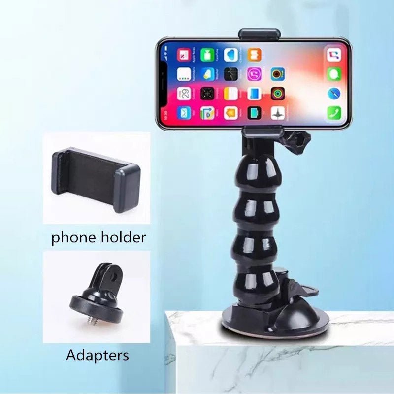 Universal Suction Cup Mount Windshield Window Dashboard Car Mount with Phone Holder for Action Cameras, Mobile Phones
