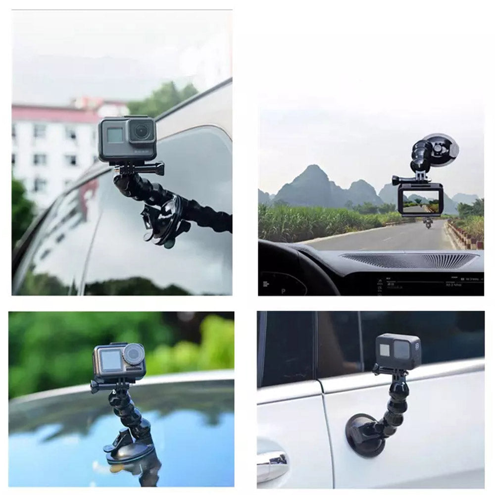 Universal Suction Cup Mount Windshield Window Dashboard Car Mount with Phone Holder for Action Cameras, Mobile Phones