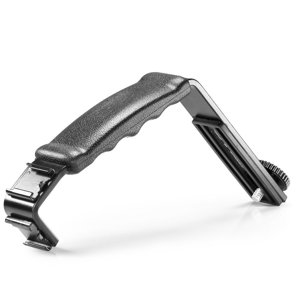 Photography Fill Light Holder Micro Camera Frame Mount DV Camera Bracket L-Shape Bilateral Bracket with Cold Shoe, 1 / 4" Adapter