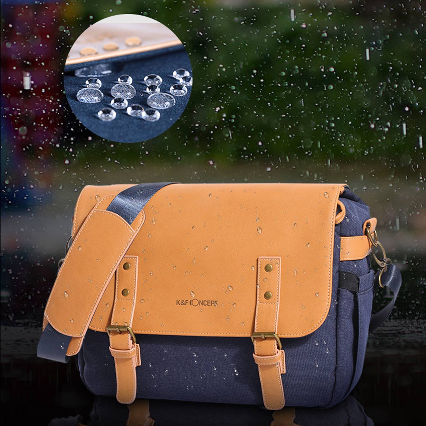 K&F CONCEPT KF13.062V1 Retro Camera PU Leather Shoulder Bag DSLR SLR Digital Camera Case Splicing Style Messenger Bag