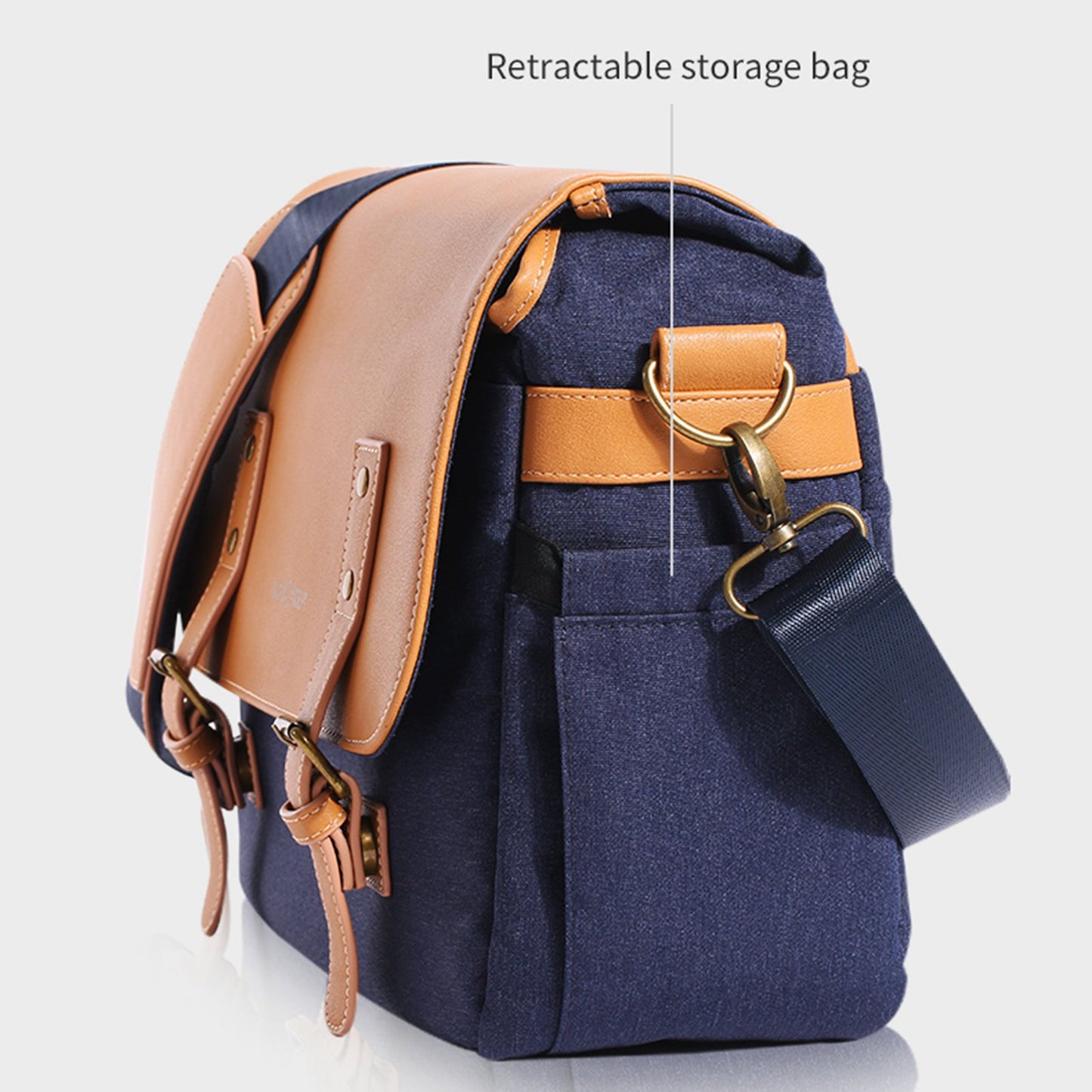 K&F CONCEPT KF13.062V1 Retro Camera PU Leather Shoulder Bag DSLR SLR Digital Camera Case Splicing Style Messenger Bag