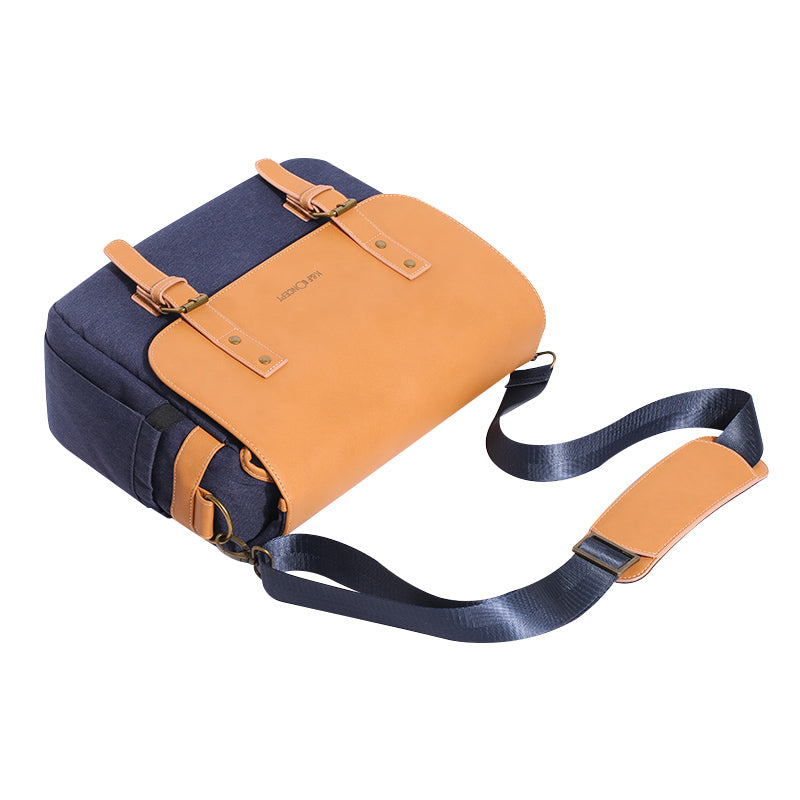 K&F CONCEPT KF13.062V1 Retro Camera PU Leather Shoulder Bag DSLR SLR Digital Camera Case Splicing Style Messenger Bag