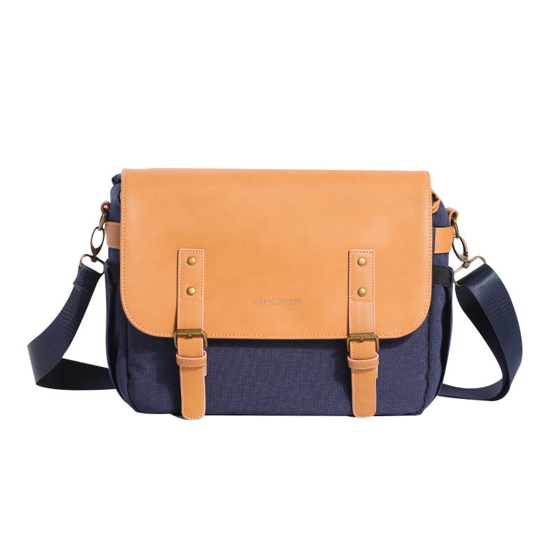 K&F CONCEPT KF13.062V1 Retro Camera PU Leather Shoulder Bag DSLR SLR Digital Camera Case Splicing Style Messenger Bag