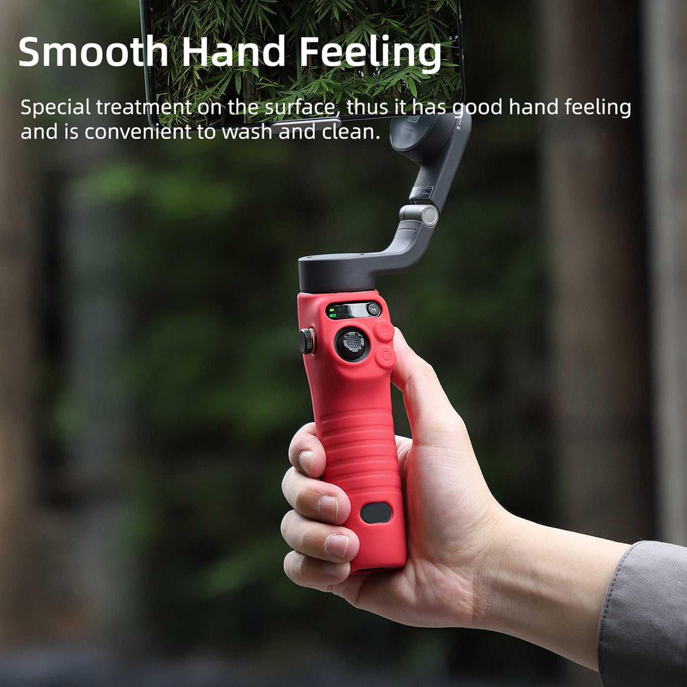 Uniqkart OM6-BHT515 For DJI Osmo Mobile 6 Protective Case Anti-shake Phone Gimbal Silicone Anti-scratch Anti-dust Sleeve - Red