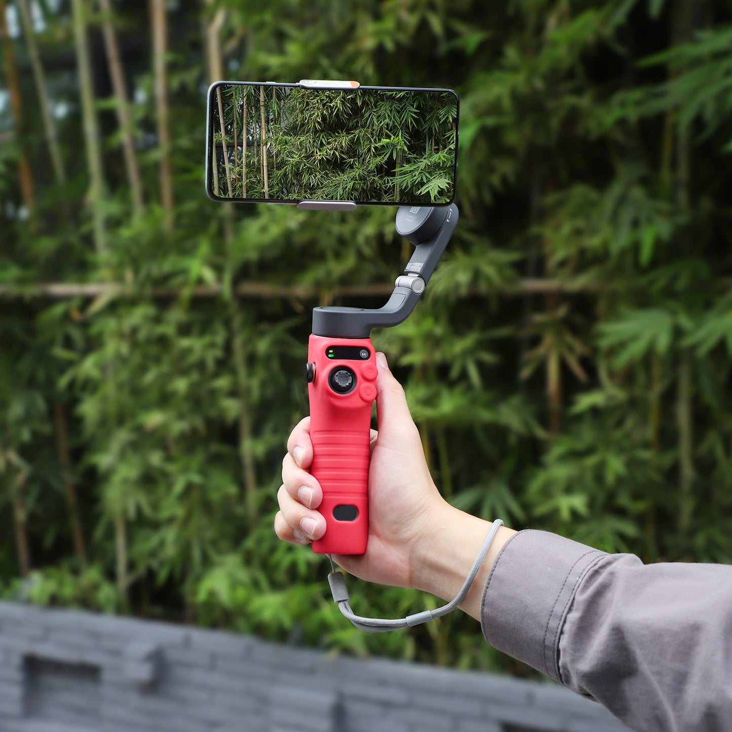 Uniqkart OM6-BHT515 For DJI Osmo Mobile 6 Protective Case Anti-shake Phone Gimbal Silicone Anti-scratch Anti-dust Sleeve - Red