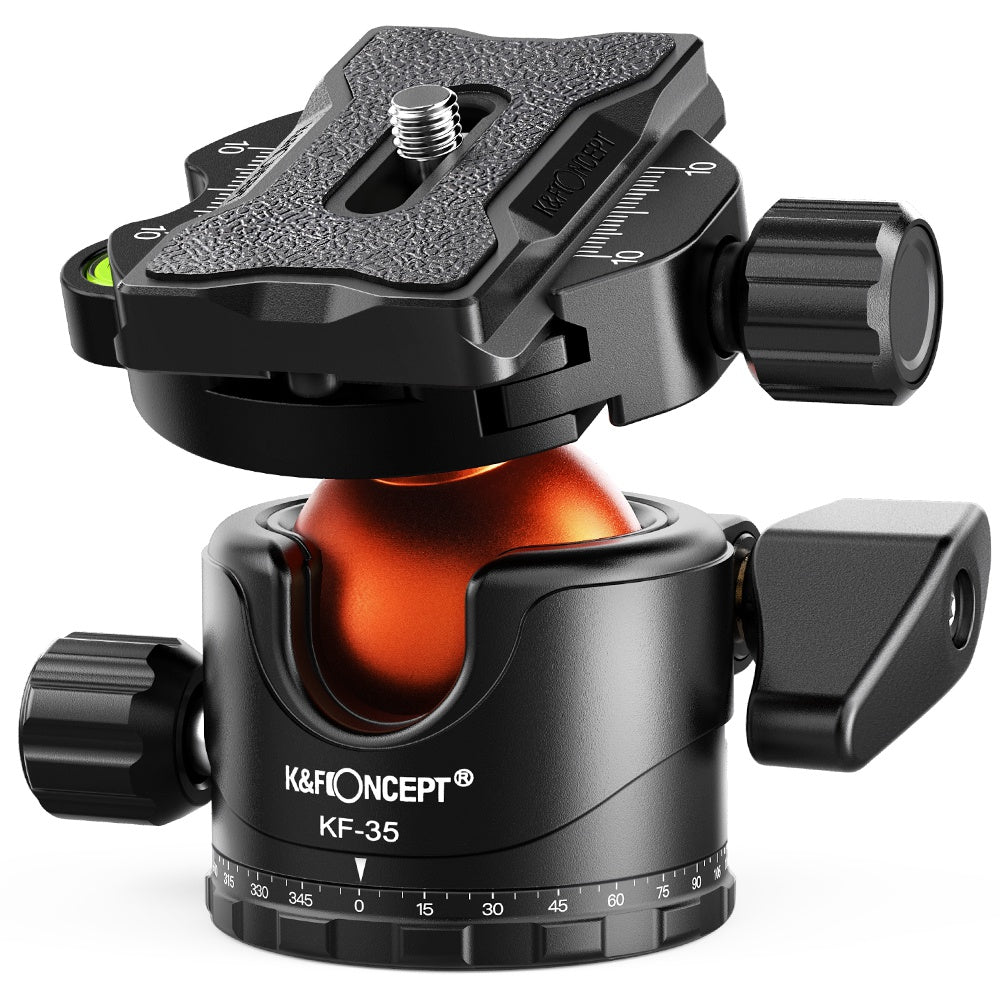 K&F CONCEPT KF31.035 35mm Metal Tripod Ball Head 360° Rotation Panoramic Adapter with 1 / 4-inch Quick Release Plate