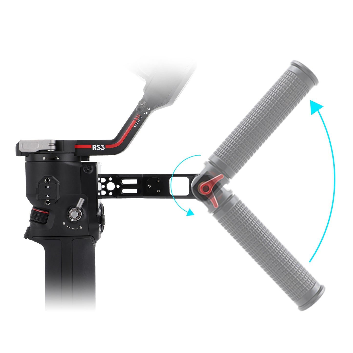 RO-TH521 Adjustable Sling Handgrip for DJI RS3 / RS 3 Pro / RS2 / RSC 2, CNC Aluminum Alloy Non-Slip Handle with 1 / 4" and 3 / 8" Screw Adapters