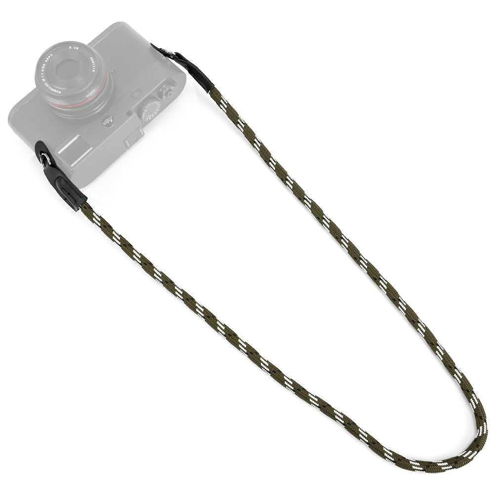 SZII Portable Camera Carrying Braided Round Rope SLR Camera Neck Shoulder Strap - Green / White