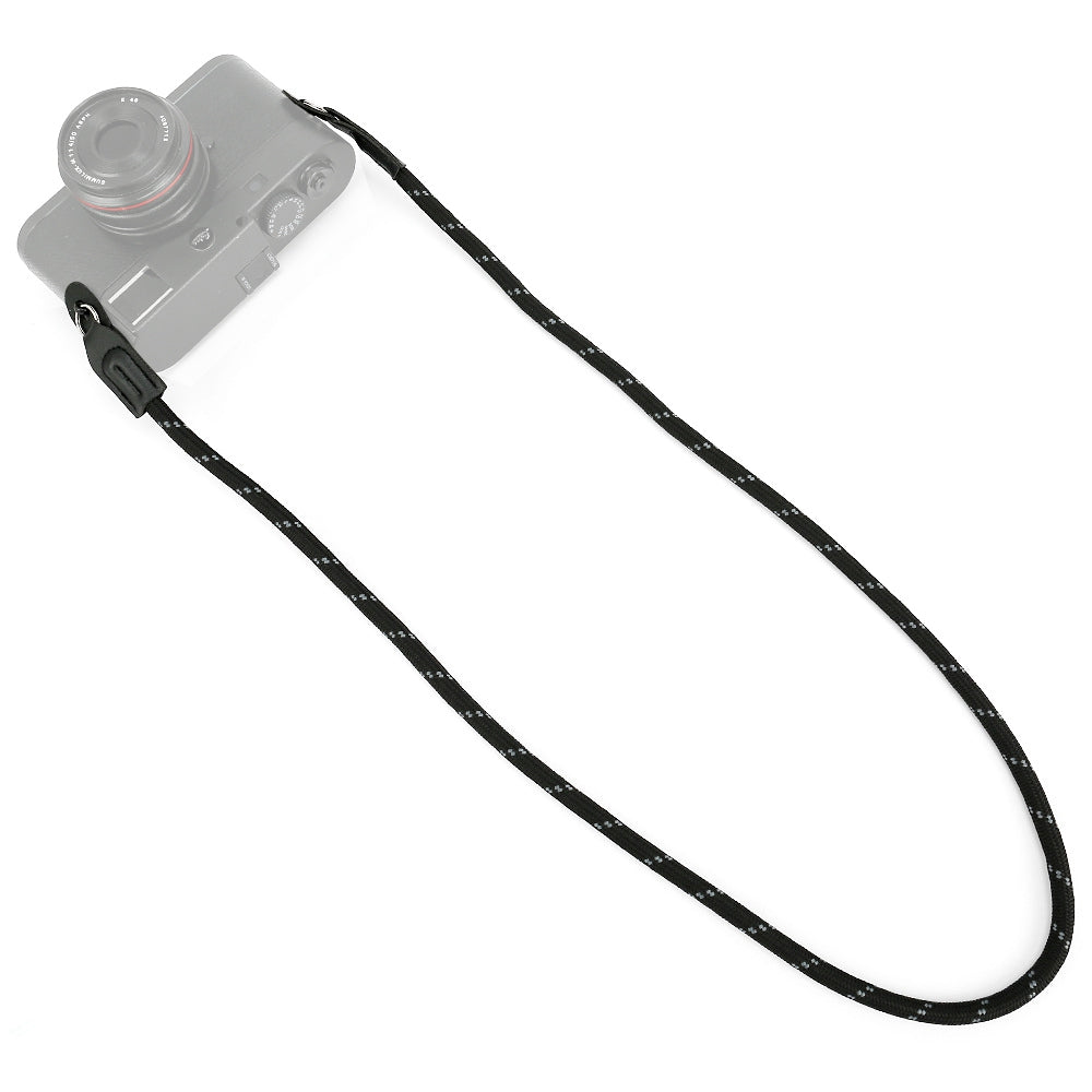 SZII Portable Camera Carrying Braided Round Rope SLR Camera Neck Shoulder Strap - Black / White