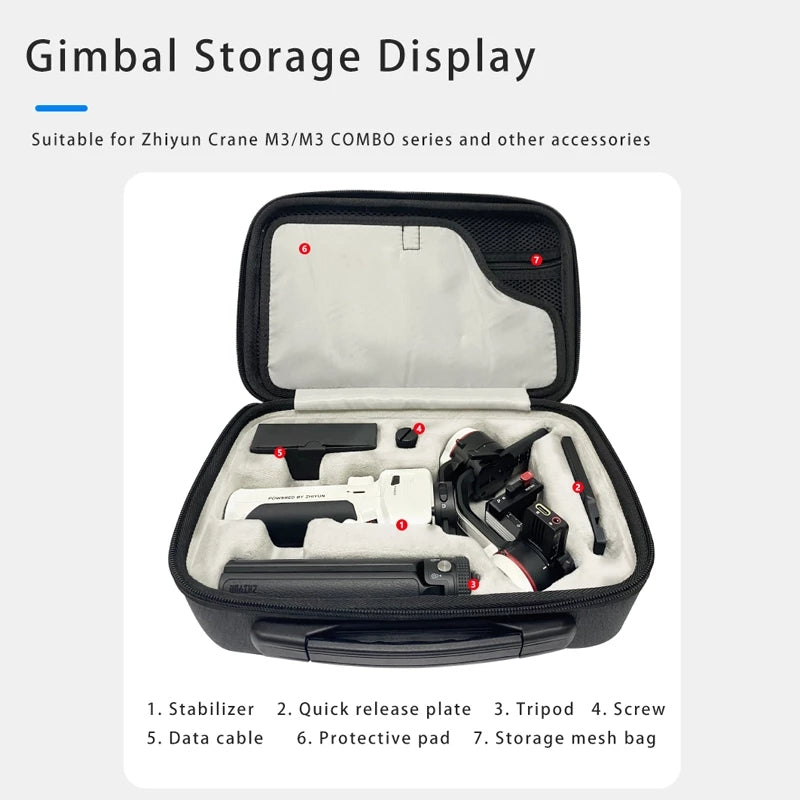 Portable Carrying Case for Zhiyun Crane M3 Gimbal Stabilizer Storage Bag Waterproof Moisture Resistant Two-Way Zippered Shoulder Bag