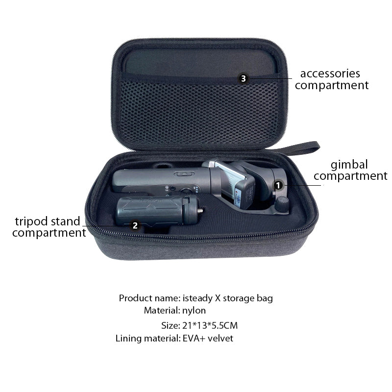BY-12R For iSteady X Handheld Gimbal Storage Bag Hard EVA Shockproof Portable Photography Kits Tools Carrying Pouch
