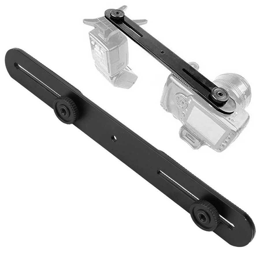 BY-21C Universal Camera Flashlight Holder Double Head Aluminum Flash Light Bracket Long Crossbar Tripod Fill Light Stand