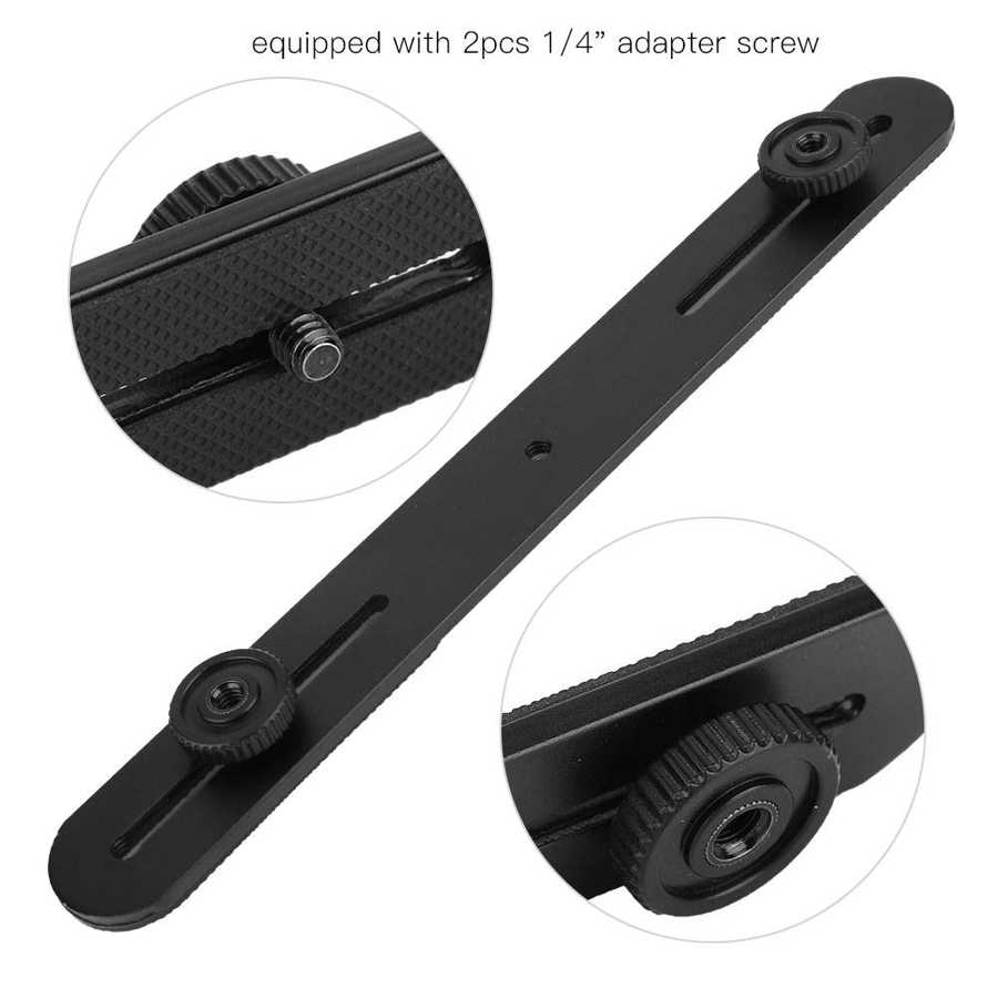 BY-21C Universal Camera Flashlight Holder Double Head Aluminum Flash Light Bracket Long Crossbar Tripod Fill Light Stand