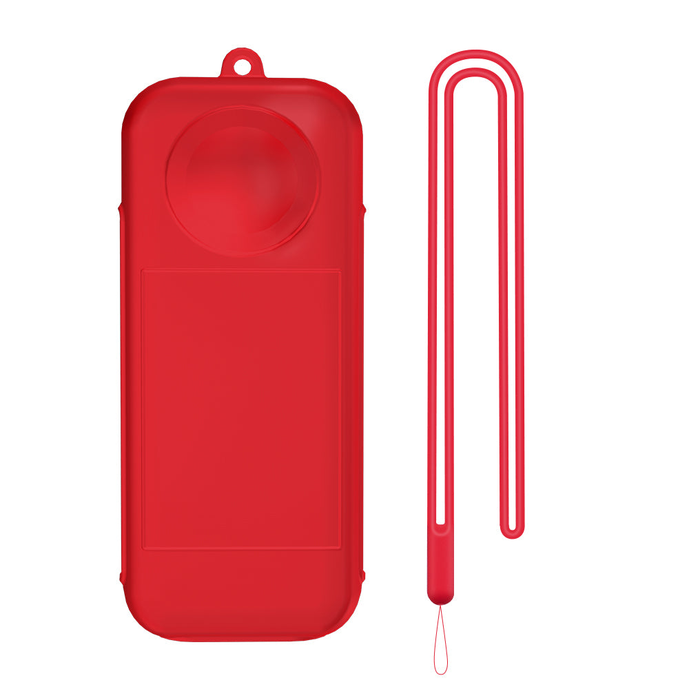 BRDRC Insta360-9544 For Insta360 X3 Silicone Camera Protective Case Dust-proof Panoramic Camera Cover Lens Screen Protector Sleeve with Lanyard - Red