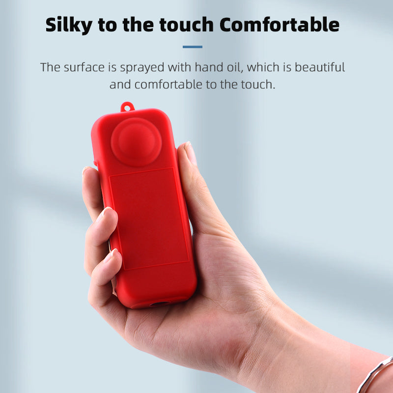 BRDRC Insta360-9544 For Insta360 X3 Silicone Camera Protective Case Dust-proof Panoramic Camera Cover Lens Screen Protector Sleeve with Lanyard - Red