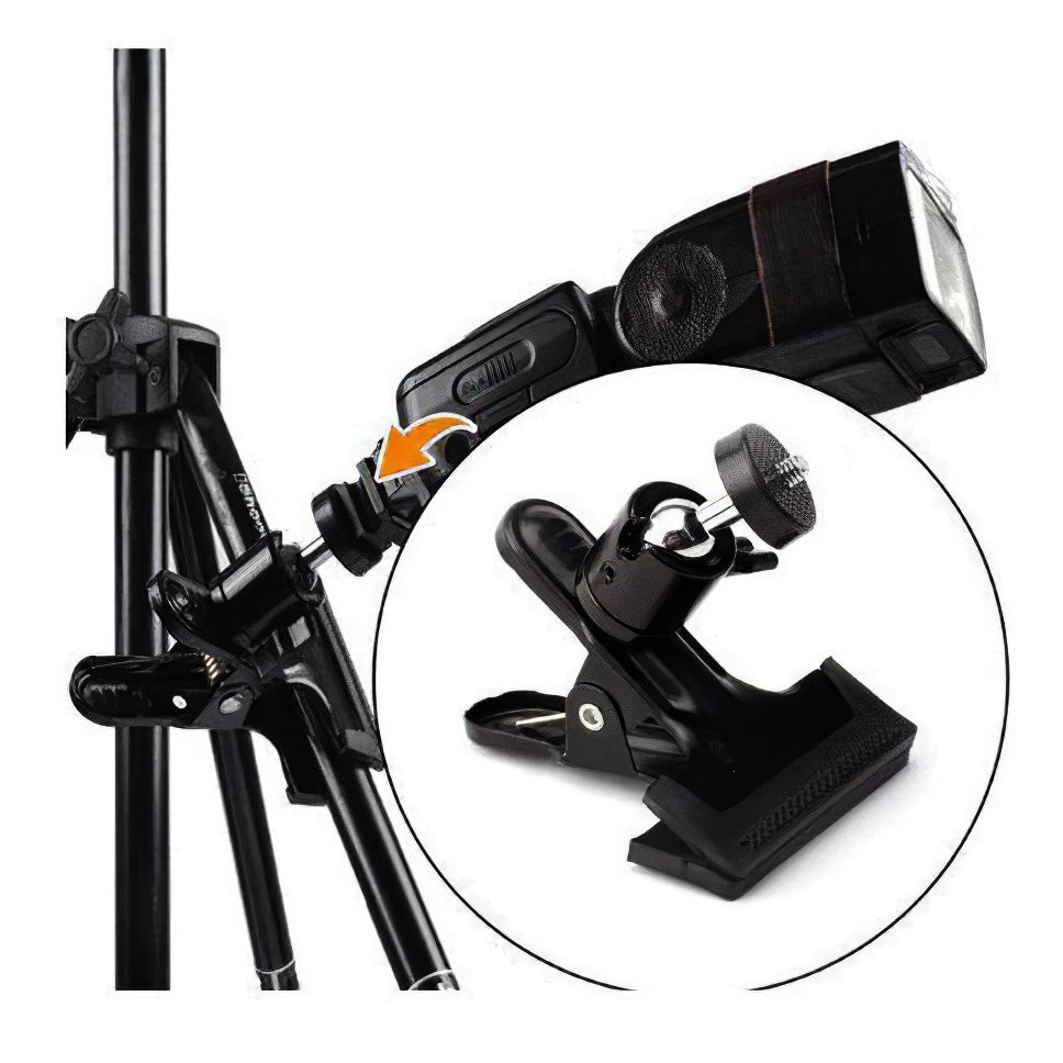 BY-26 Camera Clip Professional Photography Accessories Camera Clamp Mount Flash Holder with 360 Degree Swivel Ball Head 1 / 4inch Threaded Screw