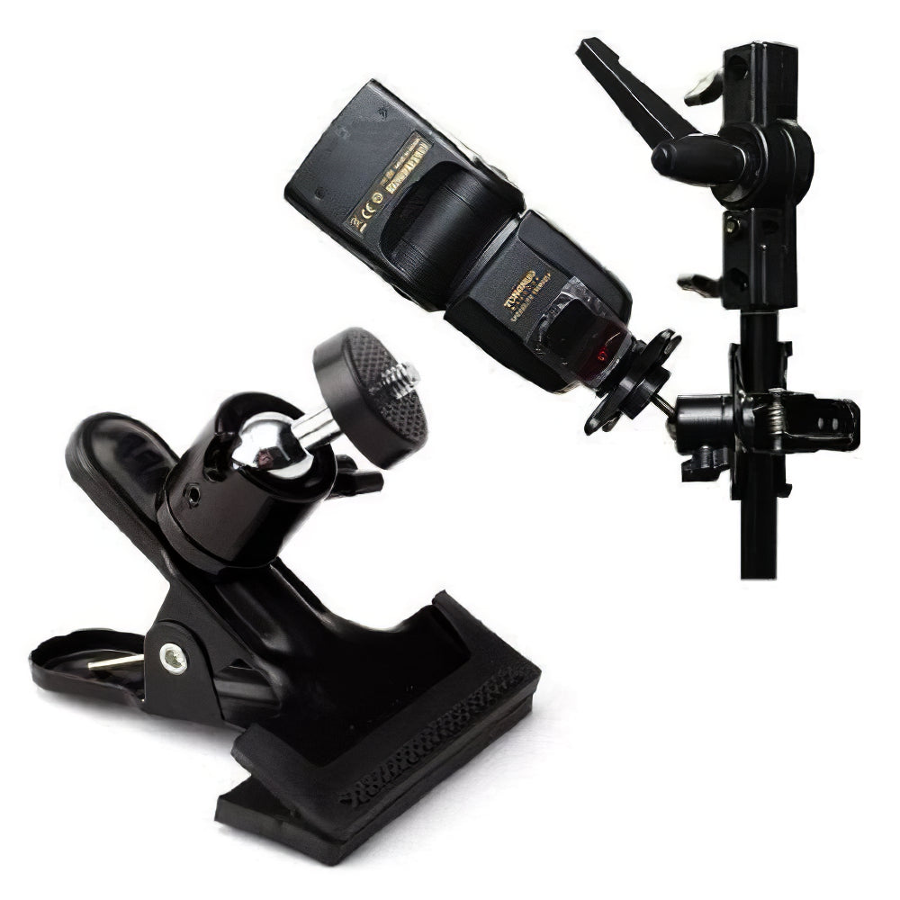BY-26 Camera Clip Professional Photography Accessories Camera Clamp Mount Flash Holder with 360 Degree Swivel Ball Head 1 / 4inch Threaded Screw