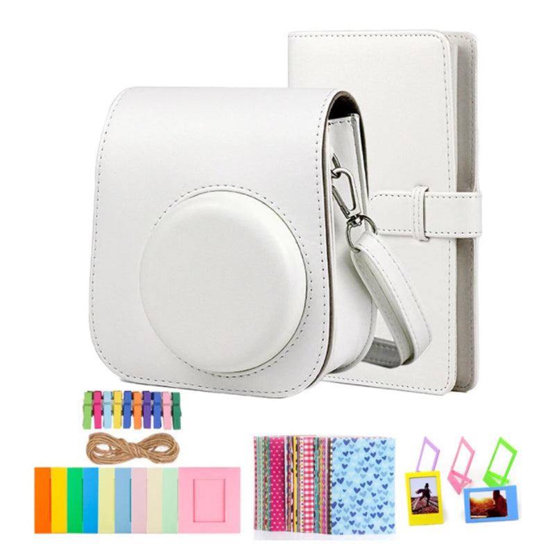 Instant Cameras Camera Accessories 5-in-1 Colorful Bundle Kit for FujiFilm Mini 11 / 9 / 8, Includes Camera Bag, Album and Other Elements for Collecting / Displaying Photos - White