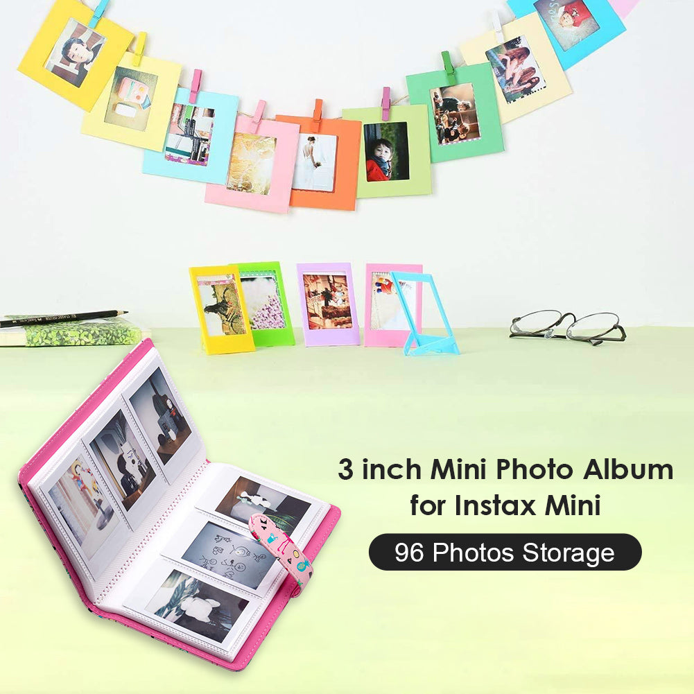 3-inch Mini Photo Album for Fujifilm Instax Mini 11 9 8+ 8 90 70 26 25 7s 50s, 108 Pockets Album PU Leather Photocard Holder Book Photo Card Binder - Magic Silver
