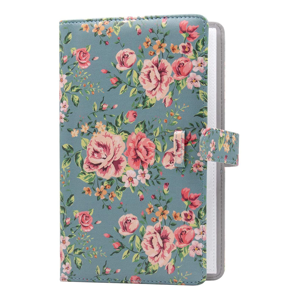 3-inch Mini Photo Album for Fujifilm Instax Mini 11 9 8+ 8 90 70 26 25 7s 50s, 108 Pockets Album PU Leather Photocard Holder Book Photo Card Binder - Green Flowers