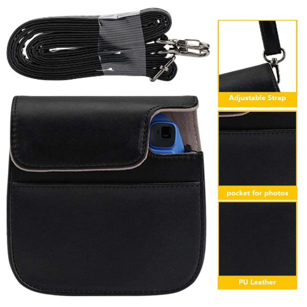 Instant Camera Accessories Compatible with Fujifilm Instax Mini 11, 14-in-1 Shutter Accessories Bundle with PU Leather Bag / Shoulder Strap / Instant Camera Gift Sets - Black