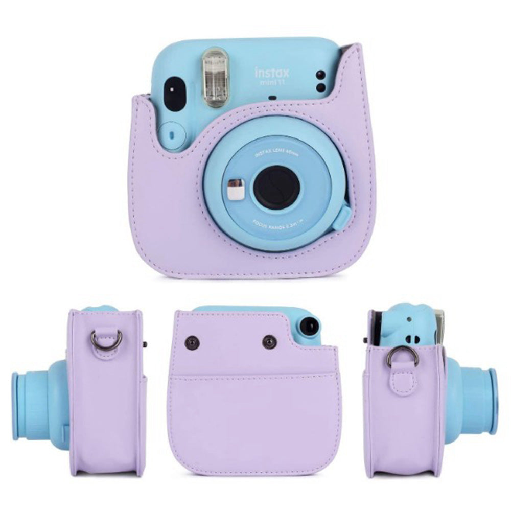 Instant Camera Accessories Compatible with Fujifilm Instax Mini 11, 14-in-1 Shutter Accessories Bundle with PU Leather Bag / Shoulder Strap / Instant Camera Gift Sets - Purple