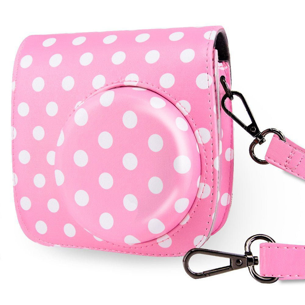 12-in-1 Instant Camera Accessories Kit for Fujifilm Instax Mini 11, Includes Bag, Album for Collecting / Displaying Photos - Dot Pink