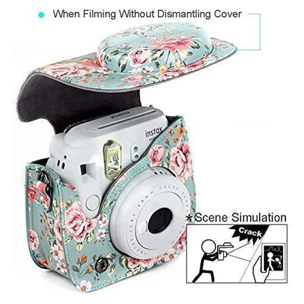 12-in-1 Instant Camera Accessories Kit for Fujifilm Instax Mini 11, Includes Bag, Album for Collecting / Displaying Photos - Green Flowers