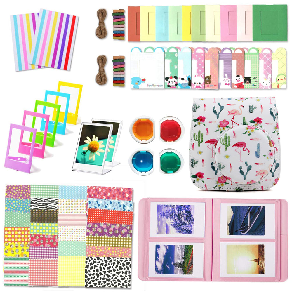 12-in-1 Instant Camera Accessories Kit for Fujifilm Instax Mini 11, Includes Bag, Album for Collecting / Displaying Photos - White Cactus