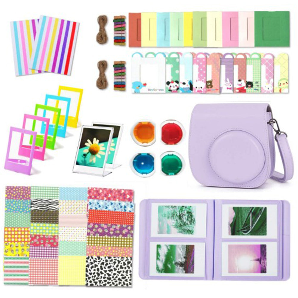 12-in-1 Instant Camera Accessories Kit for Fujifilm Instax Mini 11, Includes Bag, Album for Collecting / Displaying Photos - Purple