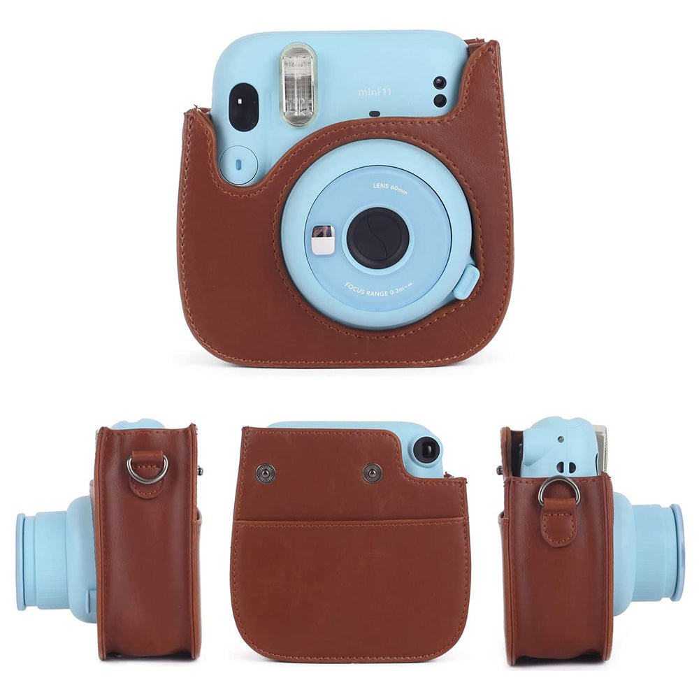 12-in-1 Instant Camera Accessories Kit for Fujifilm Instax Mini 11, Includes Bag, Album for Collecting / Displaying Photos - Brown