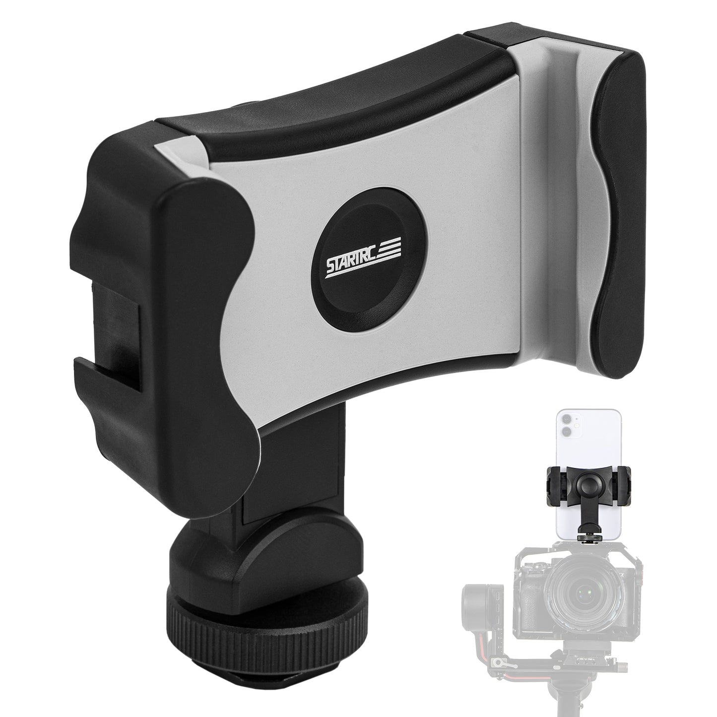 Uniqkart 1111323 Double Cold Shoe 360 Degree Rotation Phone Clamp Holder with 1 / 4 Inch Screw