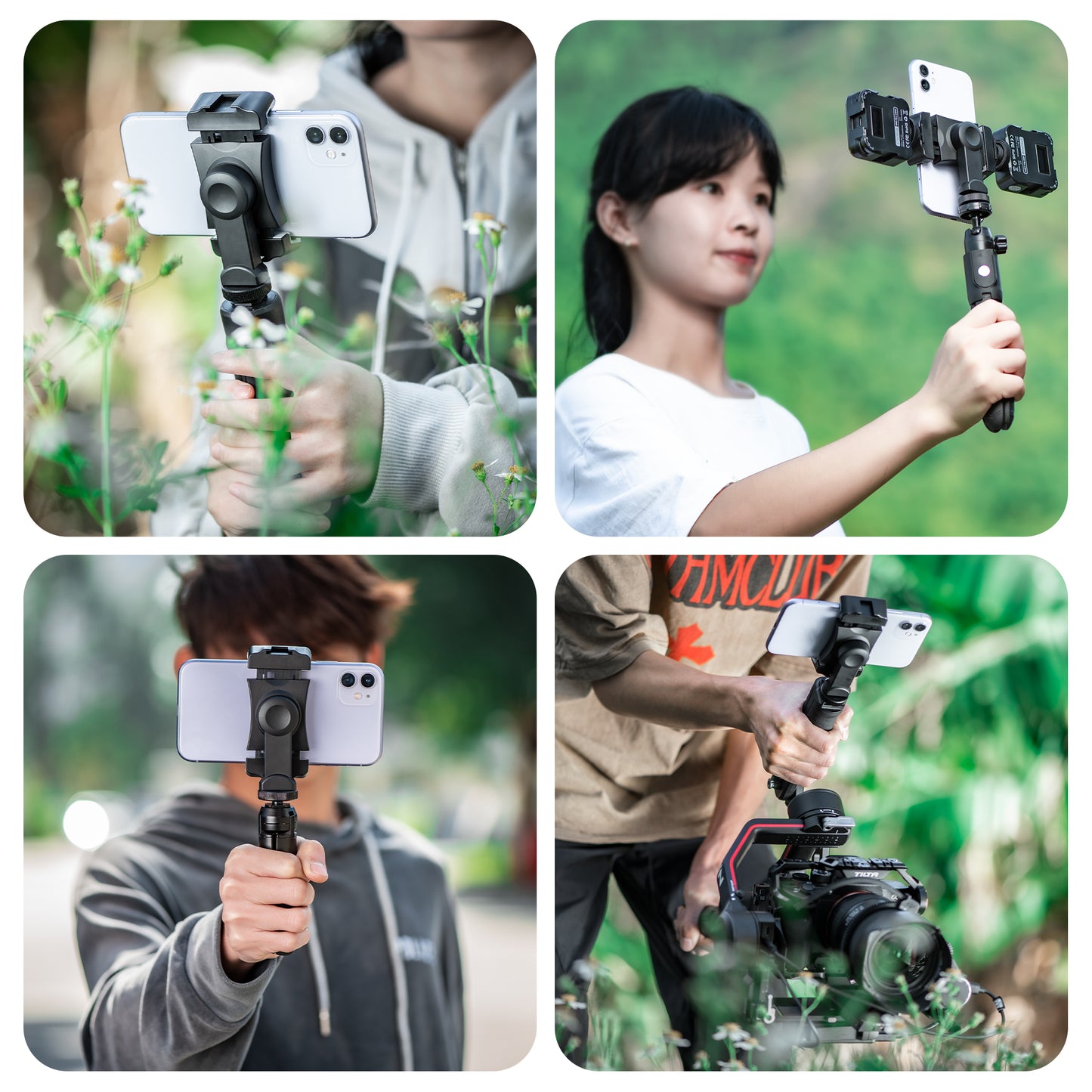 Uniqkart 1111323 Double Cold Shoe 360 Degree Rotation Phone Clamp Holder with 1 / 4 Inch Screw