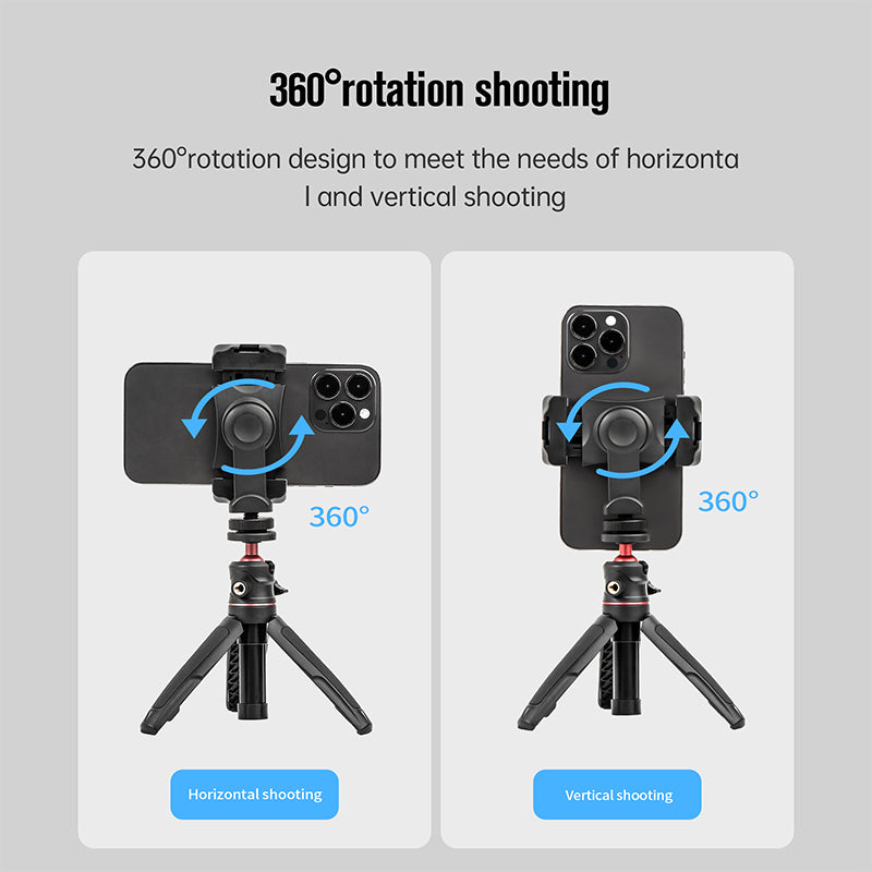 Uniqkart 1111323 Double Cold Shoe 360 Degree Rotation Phone Clamp Holder with 1 / 4 Inch Screw