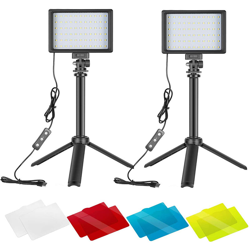 Uniqkart N-96 Portable Photography Lighting Kit Dimmable 5600K 66-LED USB Video Lamp with 40cm Mini Tripod Stand